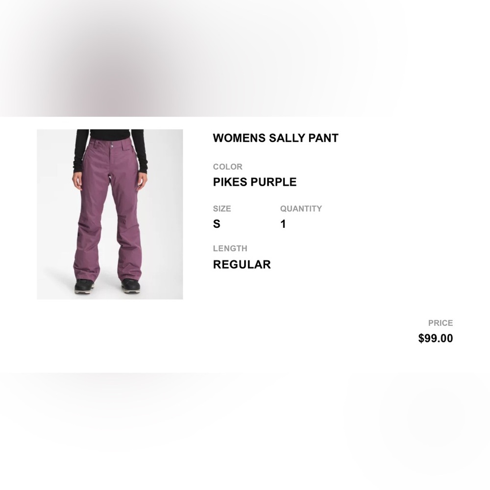 Women’s purple snow pants used great condition north face size Small